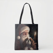 Cavalier King met Kerstman Feestelijke Kerstmis Tote Bag (Voorkant)