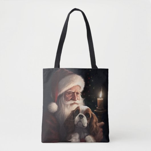 Cavalier King met Kerstman Feestelijke Kerstmis Tote Bag (Voorkant)