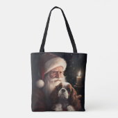 Cavalier King met Kerstman Feestelijke Kerstmis Tote Bag (Achterkant)
