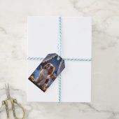 Cavalier King met kerstverlichting Cadeaulabel (Met Touw)
