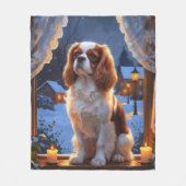 Cavalier King met kerstverlichting Fleece Deken (Voorkant)