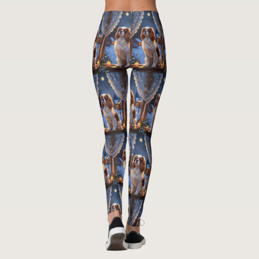 Cavalier King met kerstverlichting Leggings (Achterkant)