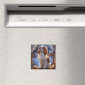 Cavalier King met kerstverlichting Magneet (Insitu (Vaatwasser))