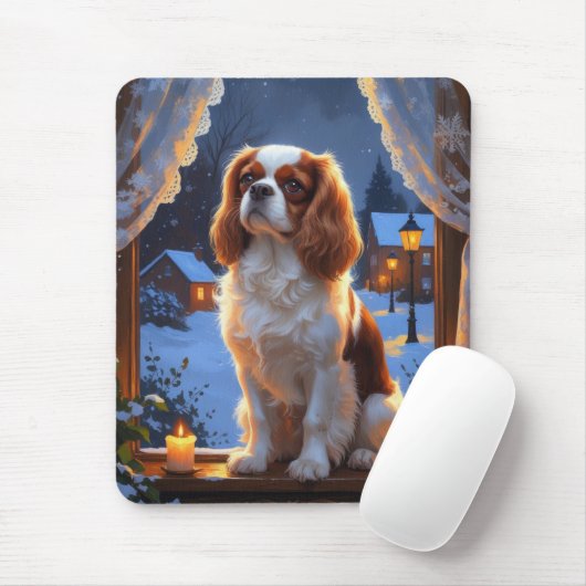 Cavalier King met kerstverlichting Muismat (Met muis)