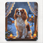 Cavalier King met kerstverlichting Muismat (Voorkant)