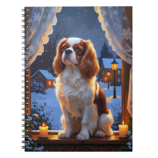 Cavalier King met kerstverlichting Notitieboek (Voorkant)