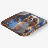 Cavalier King met kerstverlichting Papieren Bordje (Gebogen)