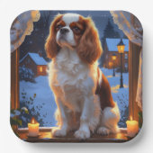 Cavalier King met kerstverlichting Papieren Bordje (Voorkant)