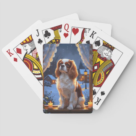 Cavalier King met kerstverlichting Pokerkaarten (Achterkant)