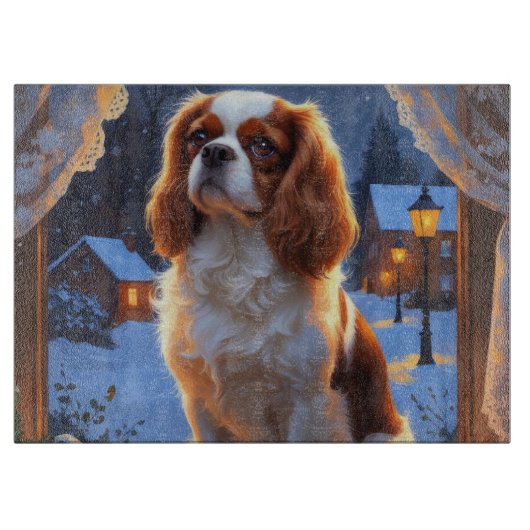Cavalier King met kerstverlichting Snijplank (Voorkant)