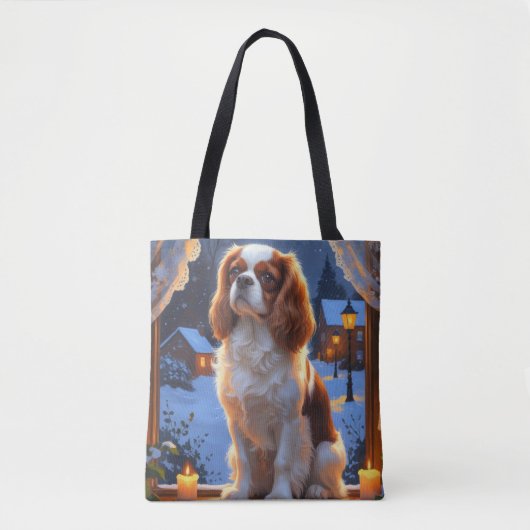Cavalier King met kerstverlichting Tote Bag (Voorkant)