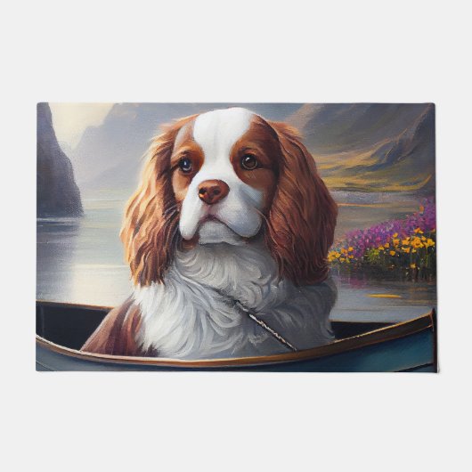 Cavalier King op een peddel: een landschappelijk a Deurmat (Voorkant)