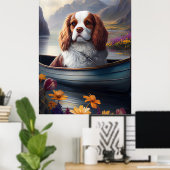 Cavalier King op een peddel: Een landschappelijk a Poster (Thuiskantoor)