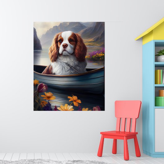 Cavalier King op een peddel: Een landschappelijk a Poster (Kinderkamer 1)