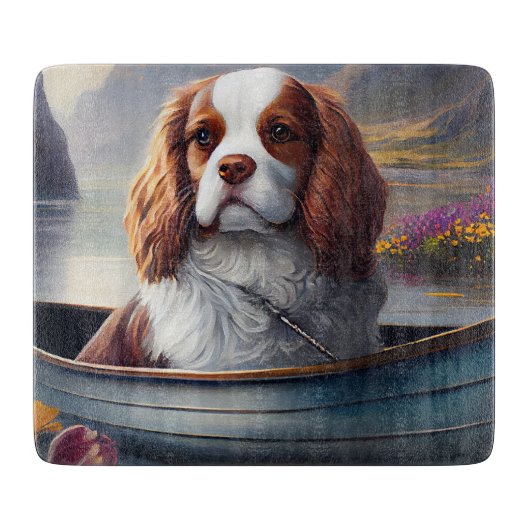 Cavalier King op een peddel: een landschappelijk a Snijplank (Voorkant)