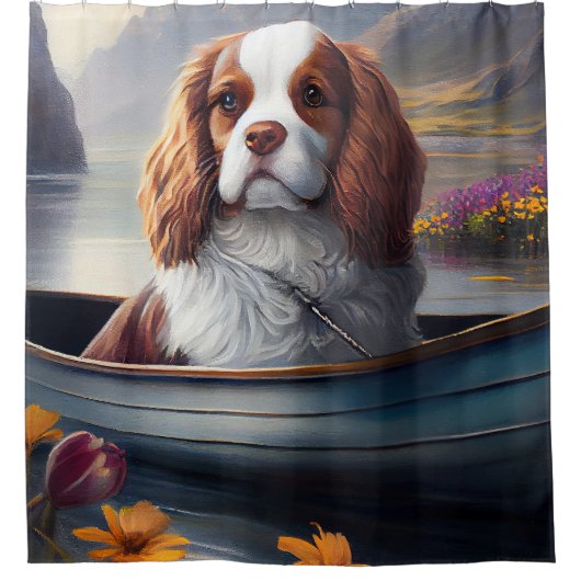 Cavalier King op een peddel: Een Schilderachtig av Douchegordijn (Voorkant)