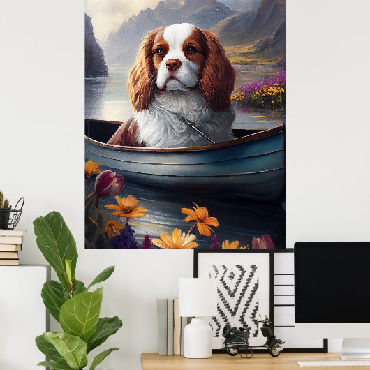 Cavalier King op een peddel: Een Schilderachtig av Poster (Thuiskantoor)