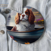 Cavalier King op een peddel: Een Schilderachtig av Ronde Button 6,0 Cm (In situ)