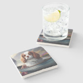 Cavalier King op een peddel: Een Schilderachtig av Stenen Onderzetter (Zijkant)