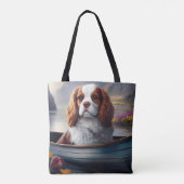 Cavalier King op een peddel: Een Schilderachtig av Tote Bag (Achterkant)