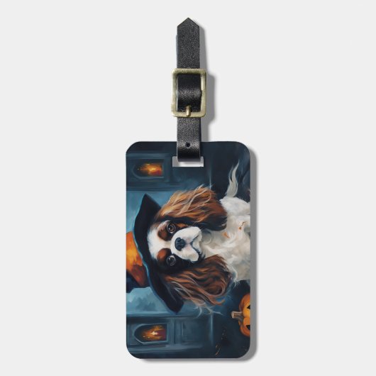 Cavalier King pompoenen Halloween eng Bagagelabel (Voorkant verticaal)