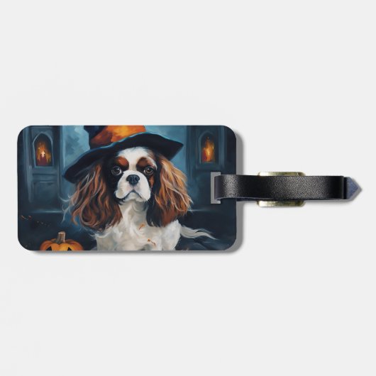 Cavalier King pompoenen Halloween eng Bagagelabel (Achterkant horizontaal)