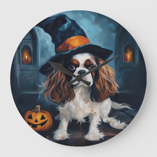 Cavalier King pompoenen Halloween eng Grote Klok (Voorkant)