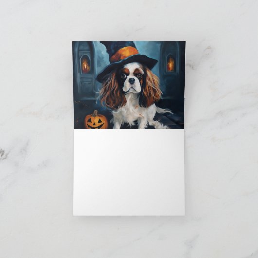 Cavalier King pompoenen Halloween eng Kaart (Binnen)