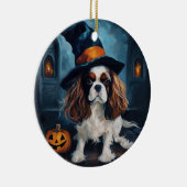 Cavalier King pompoenen Halloween eng Keramisch Ornament (Rechts)