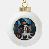 Cavalier King pompoenen Halloween eng Keramische Bal Ornament (Voorkant)