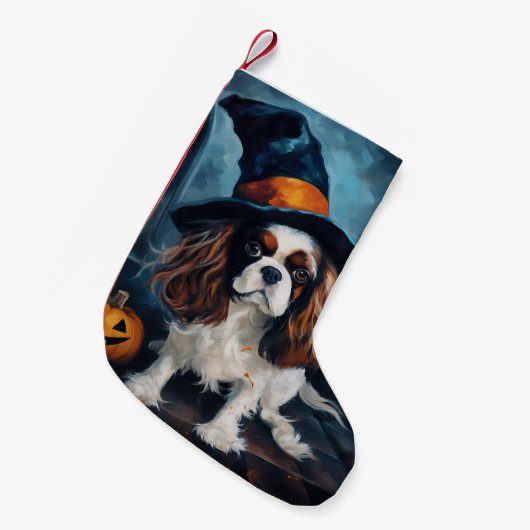 Cavalier King pompoenen Halloween eng Kleine Kerstsok (Voorkant (Hangend))