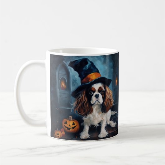 Cavalier King pompoenen Halloween eng Koffiemok (Links)