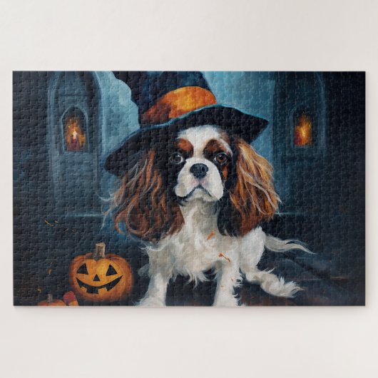 Cavalier King pompoenen Halloween eng Legpuzzel (Horizontaal)