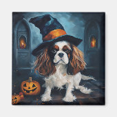 Cavalier King pompoenen Halloween eng Magneet (Voorkant)