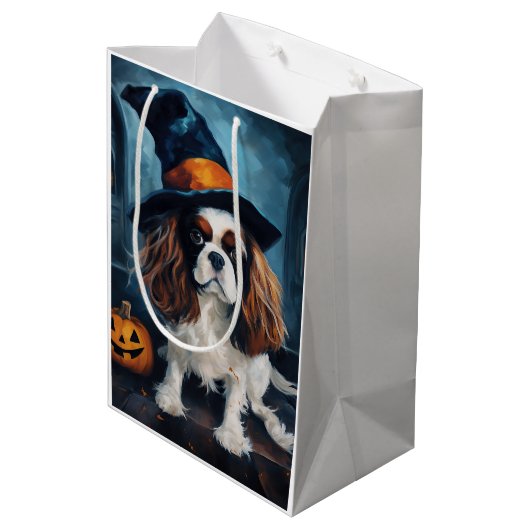 Cavalier King pompoenen Halloween eng Medium Cadeauzakje (Achterkant Gekanteld)