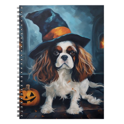 Cavalier King pompoenen Halloween eng Notitieboek (Voorkant)