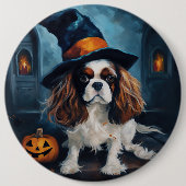 Cavalier King pompoenen Halloween eng Ronde Button 6,0 Cm (Voorkant)