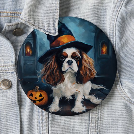 Cavalier King pompoenen Halloween eng Ronde Button 6,0 Cm (In situ)