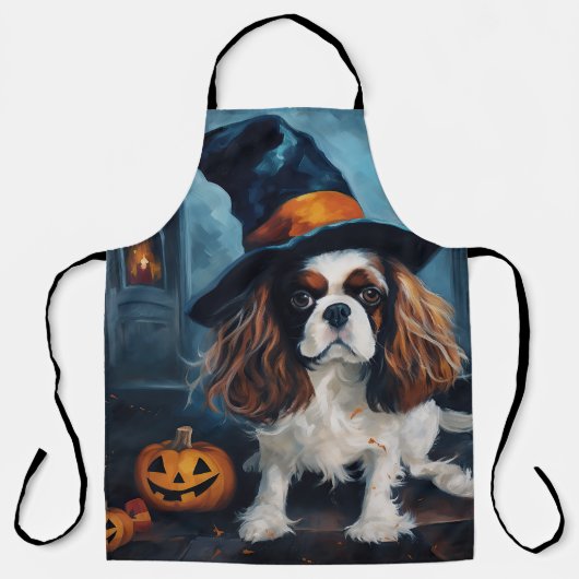 Cavalier King pompoenen Halloween eng Schort (Voorkant)