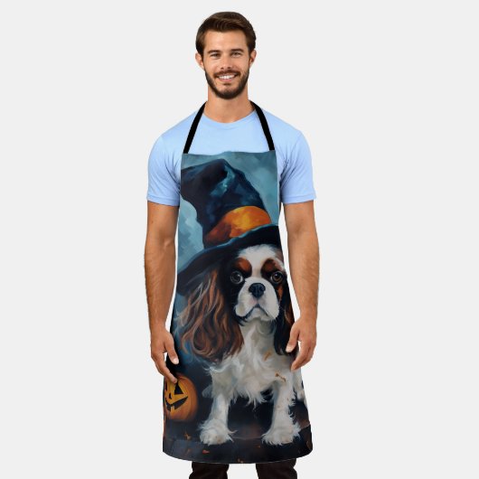 Cavalier King pompoenen Halloween eng Schort (Gedragen)