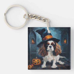 Cavalier King pompoenen Halloween eng Sleutelhanger