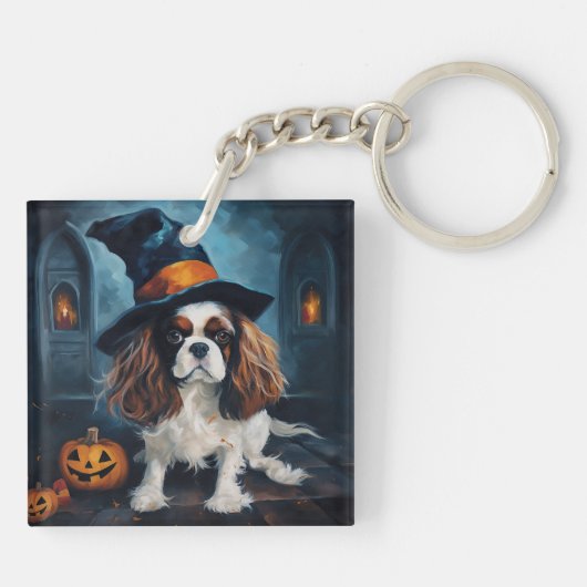 Cavalier King pompoenen Halloween eng Sleutelhanger (Achterkant)
