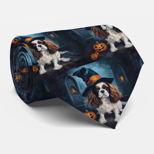 Cavalier King pompoenen Halloween eng Stropdas (Opgerold)