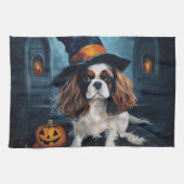 Cavalier King pompoenen Halloween eng Theedoek (Horizontaal)
