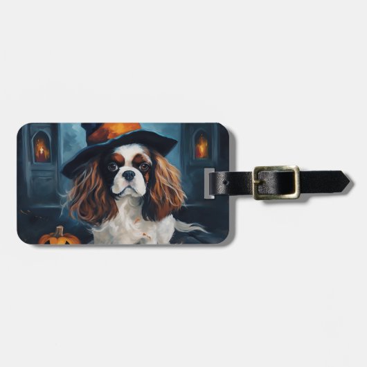 Cavalier King Pompoenen Halloween Griezelen Bagagelabel (Voorkant horizontaal)