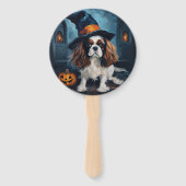 Cavalier King Pompoenen Halloween Griezelen Handwaaier (Achterkant)