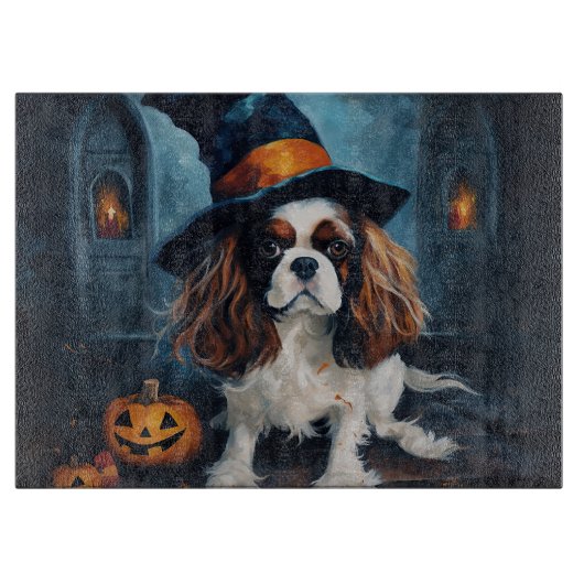 Cavalier King Pompoenen Halloween Griezelen Snijplank (Voorkant)
