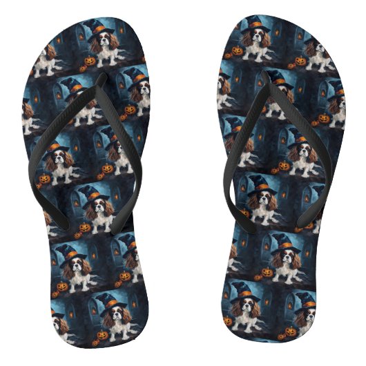 Cavalier King Pompoenen Halloween Griezelen Teenslippers (Voetbed)