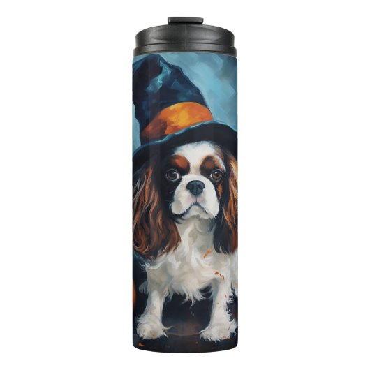Cavalier King Pompoenen Halloween Griezelen Thermosbeker (Voorkant)
