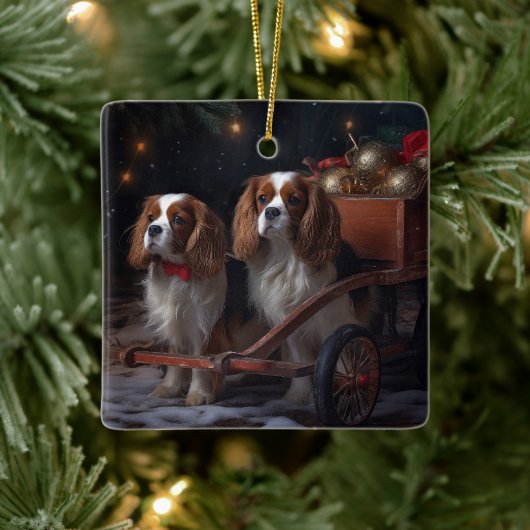 Cavalier King Sneeuw Slede Kerst Decoratie (Boom)